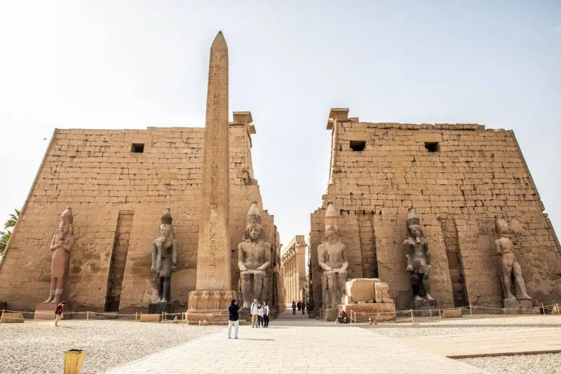 Luxor Temple illuminated at night during 10-day Egyptian Easter Holiday